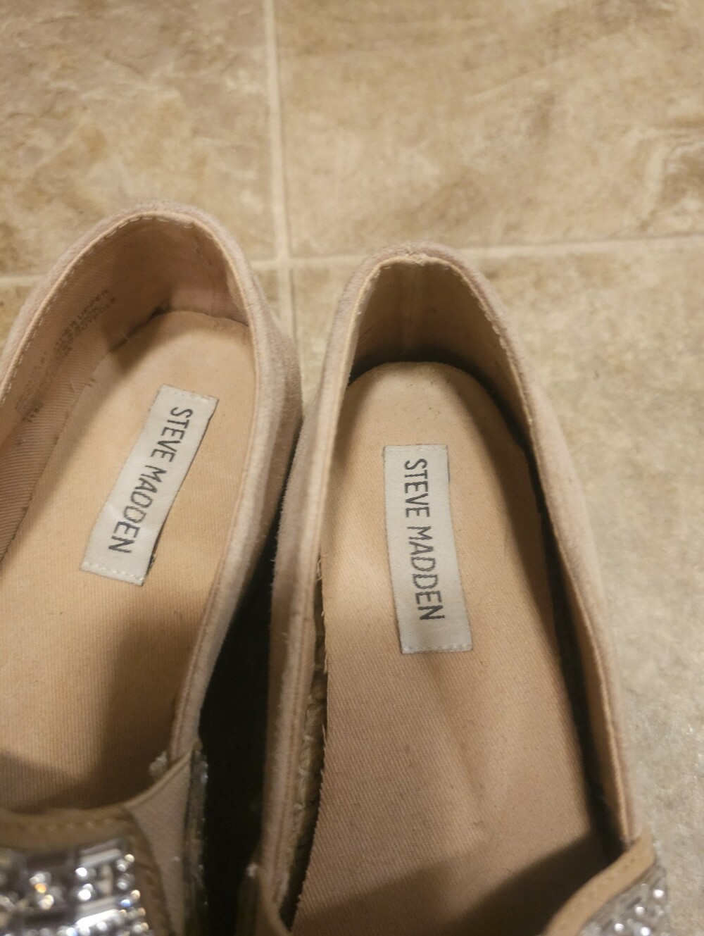Steve Madden Silver Embellished Slip-On Espadrilles Size 7 - Picture 8 of 8